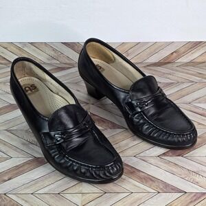 SAS Tripad Comfort Womens Size 7M Black Leather Slip On Heels Casual Shoes